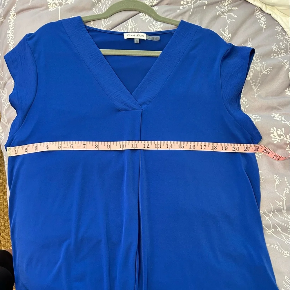 Calvin Klein Blue V-Neck Blouse - Picture 4 of 5